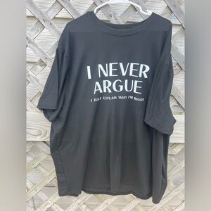 Black cotton "I Never Argue" T-shirt